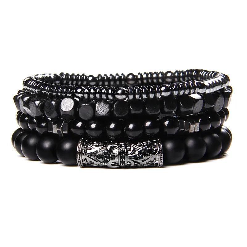Bracelet multicouche en pierres naturelles pour hommes – Onyx, lave & hématite - Bijou Bracelet GoHappy
