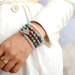 Bracelet Chakra & Collier 108 Perles - Jaspe et Quartz Rose - Bijou Collier GoHappy
