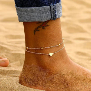Bracelets Cheville Anklets Sweet Chainette Doré Argenté - bracelet cheville GoHappy