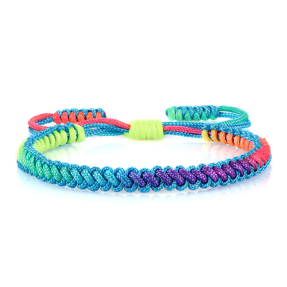 Bracelet Tressé Rainbow Nœuds Homme Femme Amitié Voyages Fêtes