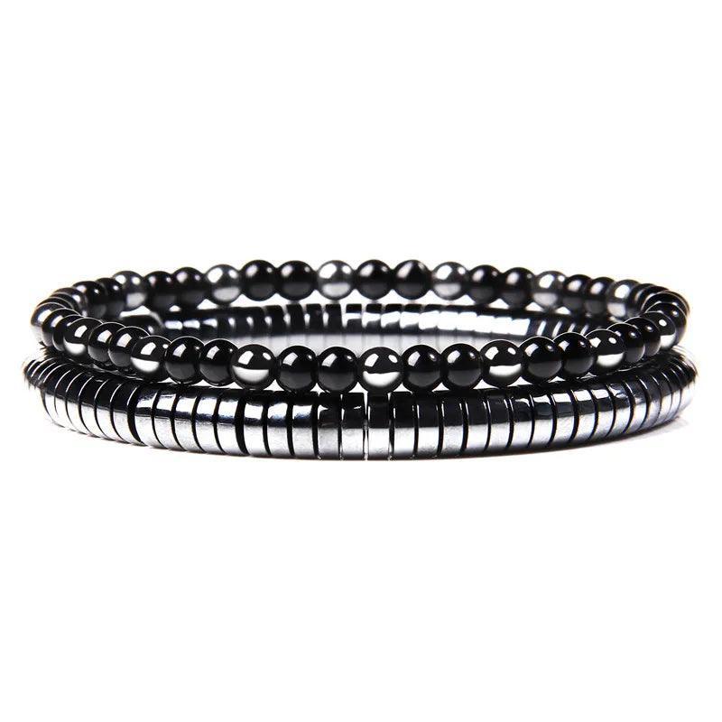 Bracelet multicouche en pierres naturelles pour hommes – Onyx, lave & hématite - Bijou Bracelet GoHappy