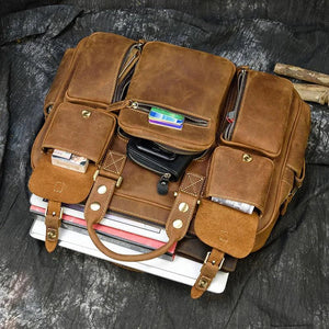 sac à dos en cuir marron vintage style bohème voyageur GoHappy.fr