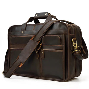 sacoche ordinateur cuir marron vintage homme business voyage GoHappy.fr