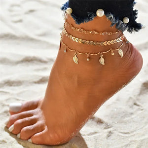 Bracelets Cheville Anklets Sweet Chainette Doré Argenté - bracelet cheville GoHappy
