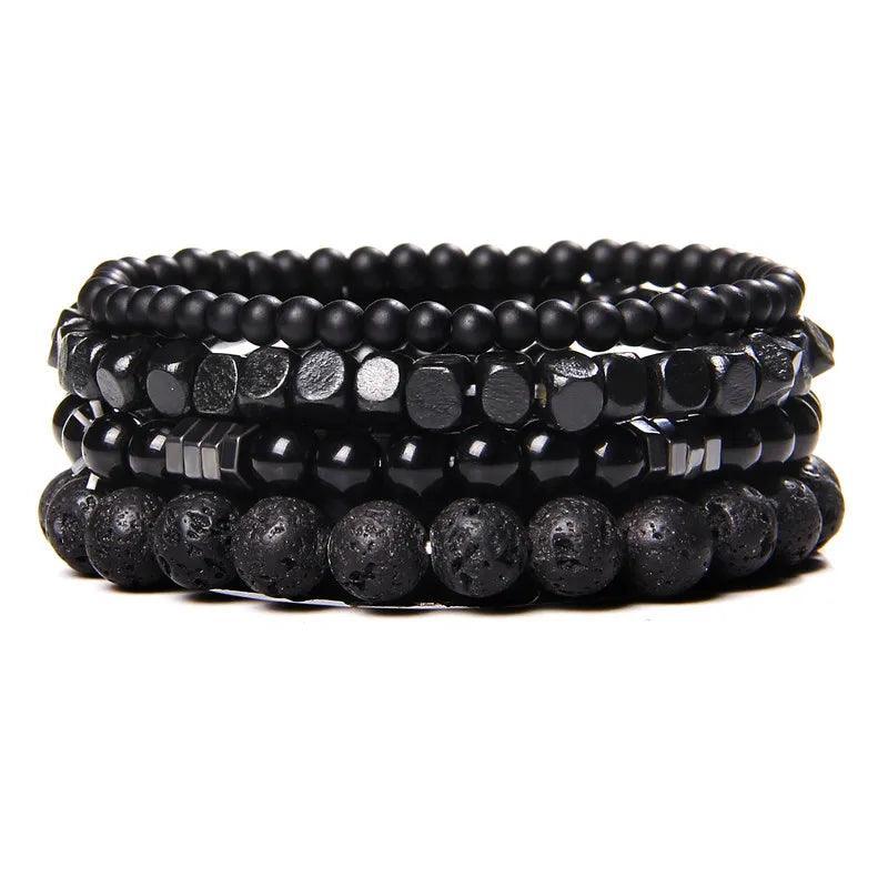 Bracelet multicouche en pierres naturelles pour hommes – Onyx, lave & hématite - Bijou Bracelet GoHappy