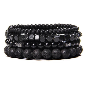 Bracelet multicouche en pierres naturelles pour hommes – Onyx, lave & hématite - Bijou Bracelet GoHappy