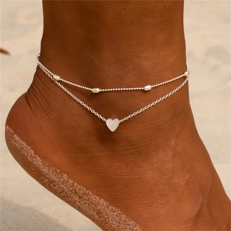 Bracelets Cheville Anklets Sweet Chainette Doré Argenté - bracelet cheville GoHappy