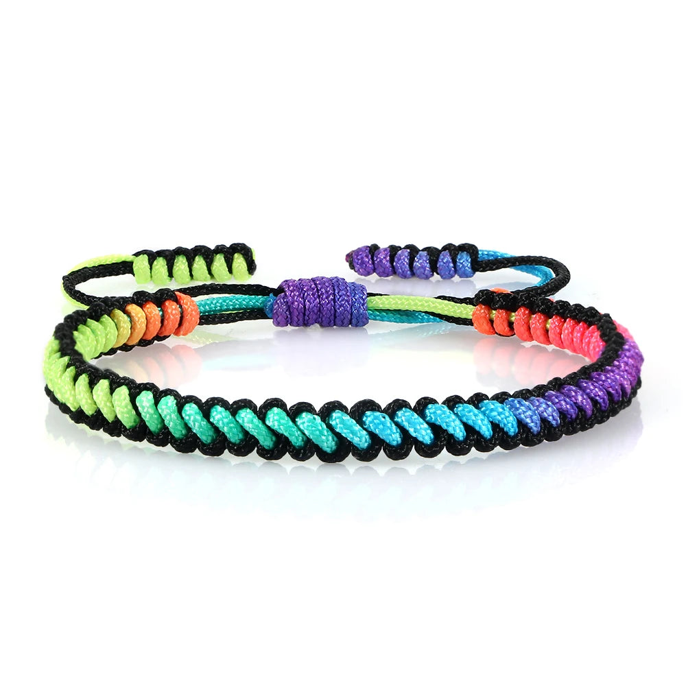 Bracelet Tressé Rainbow Nœuds Homme Femme Amitié Voyages Fêtes