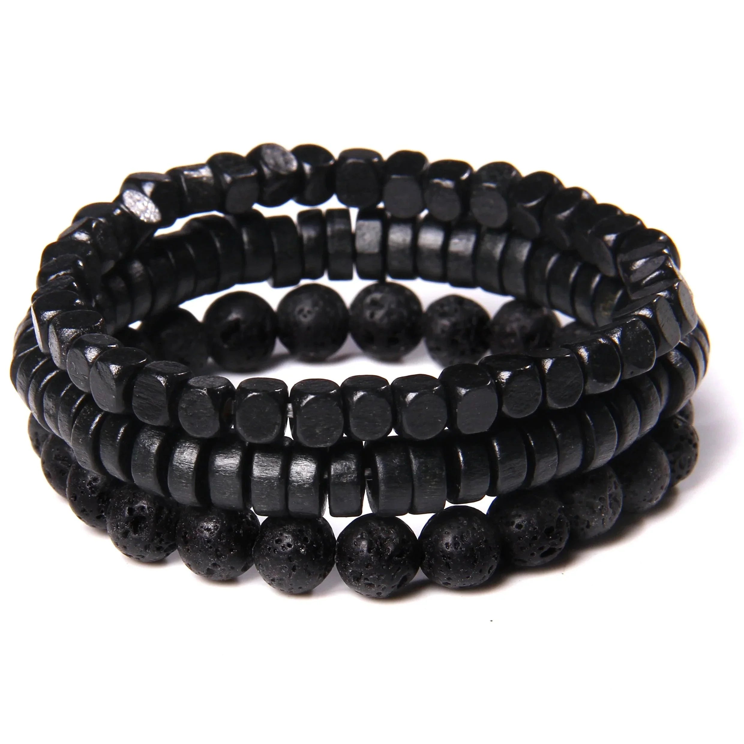 Bracelet multicouche en pierres naturelles pour hommes – Onyx, lave & hématite - Bijou Bracelet GoHappy