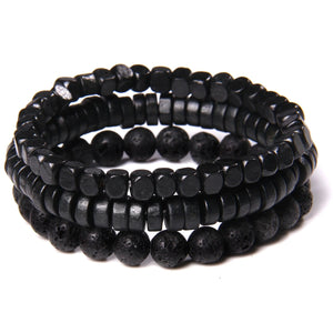 Bracelet multicouche en pierres naturelles pour hommes – Onyx, lave & hématite - Bijou Bracelet GoHappy