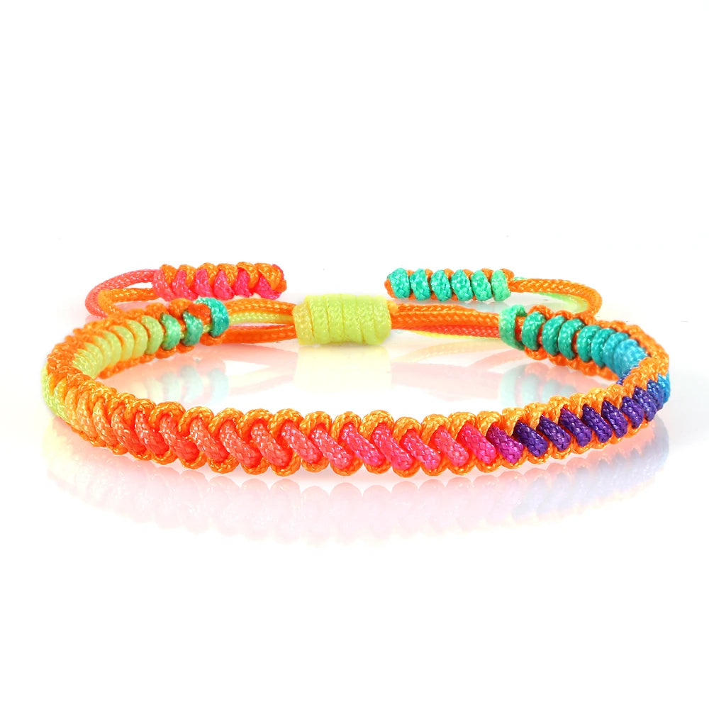 Bracelet Tressé Rainbow Nœuds Homme Femme Amitié Voyages Fêtes