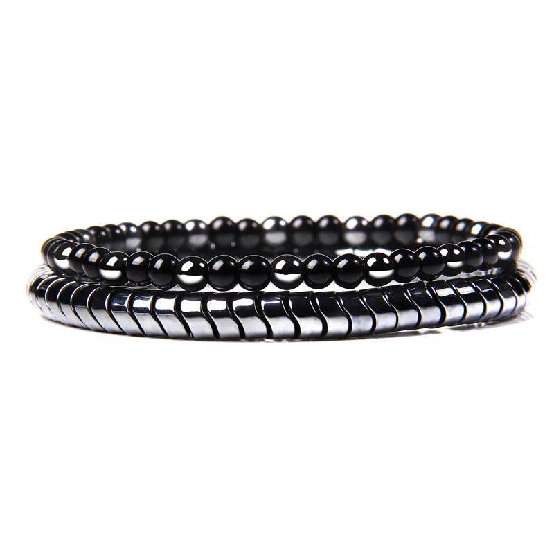 Bracelet multicouche en pierres naturelles pour hommes – Onyx, lave & hématite - Bijou Bracelet GoHappy