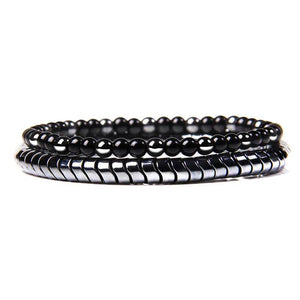 Bracelet multicouche en pierres naturelles pour hommes – Onyx, lave & hématite - Bijou Bracelet GoHappy