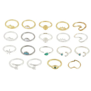 Set de 19 bagues Surf Style - Esprit Bohème et Aventure - bague GoHappy