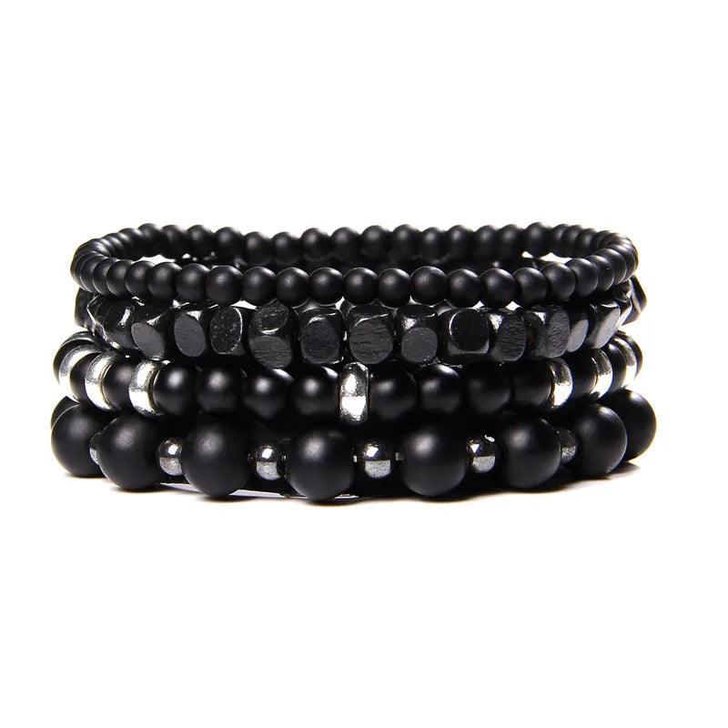 Bracelet multicouche en pierres naturelles pour hommes – Onyx, lave & hématite - Bijou Bracelet GoHappy