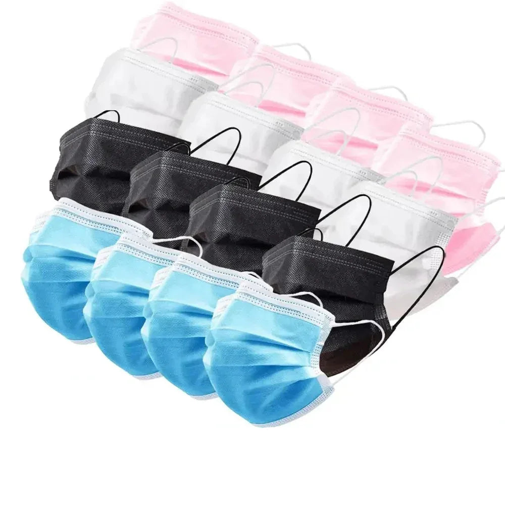 Masques chirurgicaux jetables - Lot de 50 pièces - 4 Couleurs