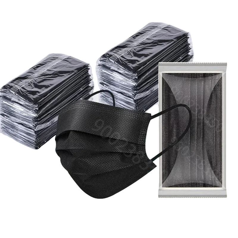 Masques jetables noirs - Lots de 50 à 500 pièces - Haute filtration - masques chirurgicaux GoHappy