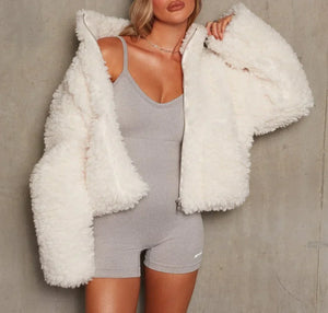 Veste courte en laine d'agneau épaisse - Mode automne/hiver 2024/25 - veste GoHappy
