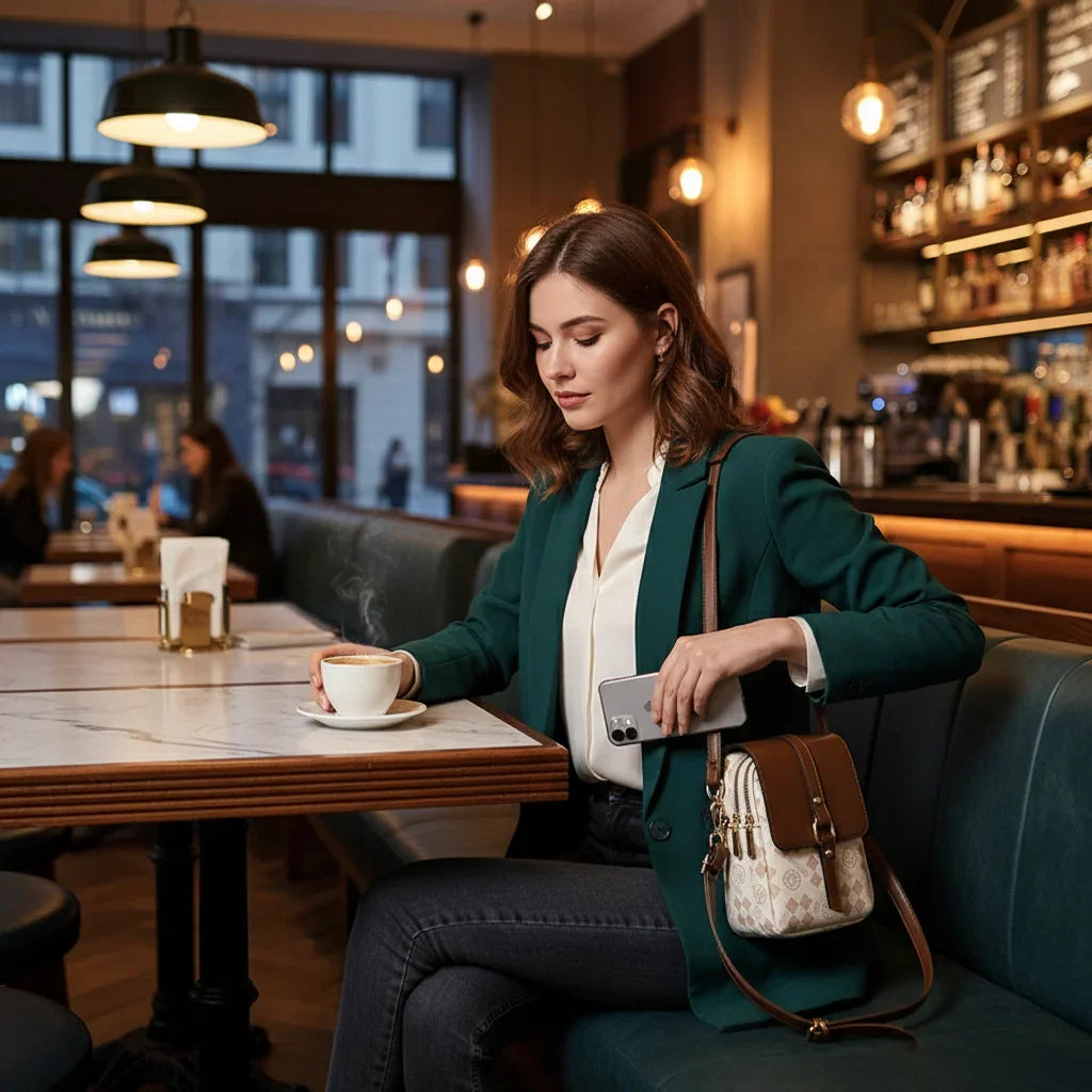 Petit Sac Téléphone Crossbody Rétro Imprimé Damier 2 Coloris - Sac à main GoHappy