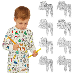 Pyjama Enfant à Colorier Créatif Réutilisable 6 Feutres Inclus - pyjamas coloriage GoHappy
