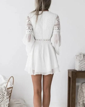 Robe Bohème Chic à Volants en Dentelle - Robes GoHappy