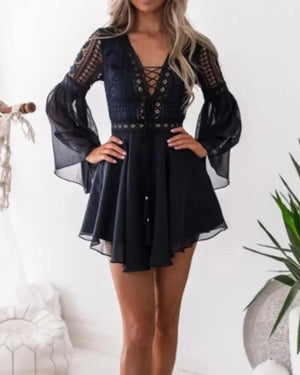 Robe Bohème Chic à Volants en Dentelle - Robes GoHappy