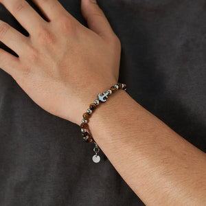 Ocean Force bracelet homme œil de tigre ancre - GoHappy