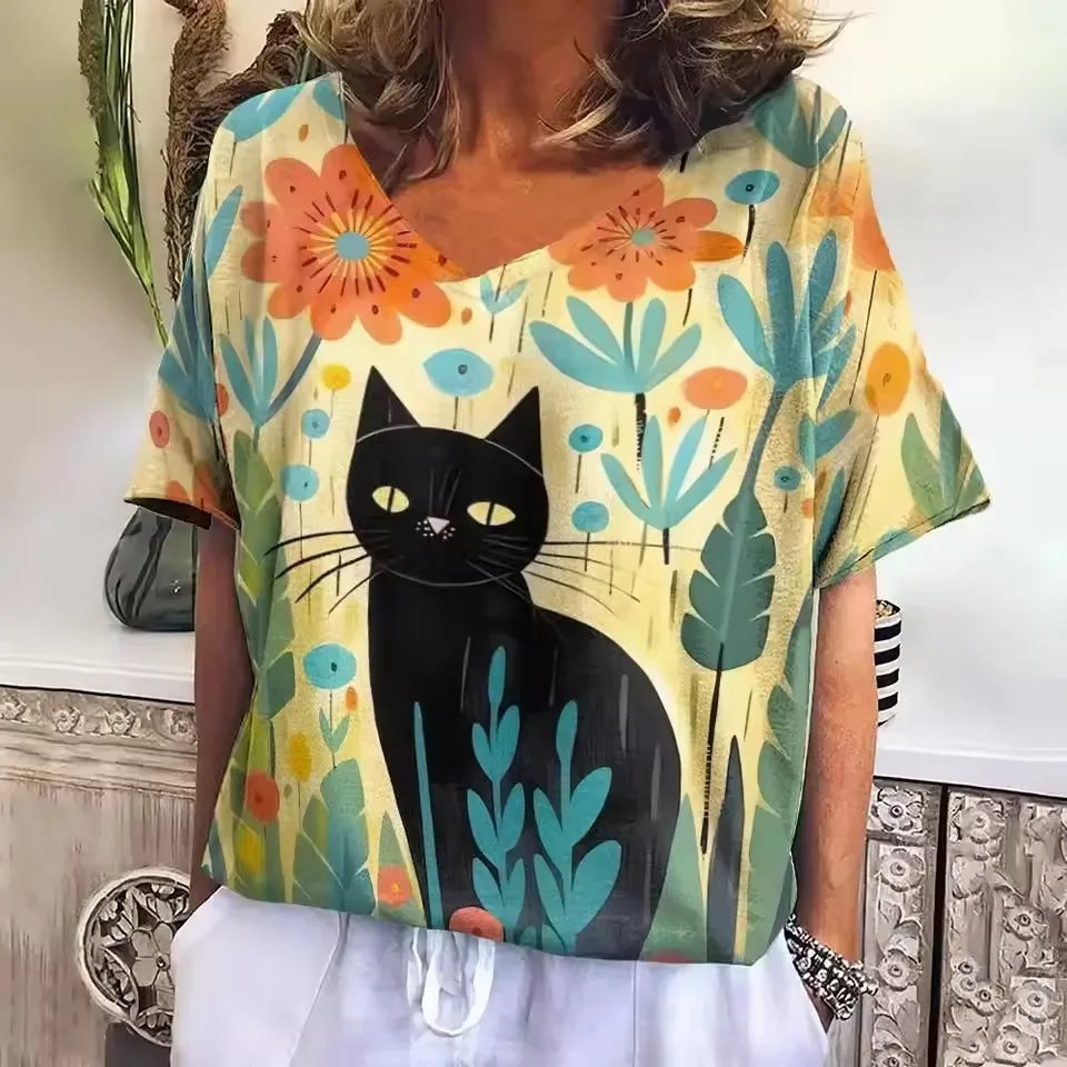 Collection Crazy Cats – T-shirts Oversize Femme à Motif Chat