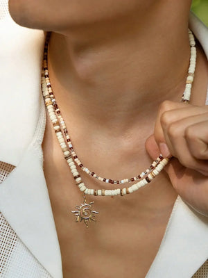 Collier Surfer Homme Perles Bois & Coco Esprit Plage Hawaii - collier plage GoHappy