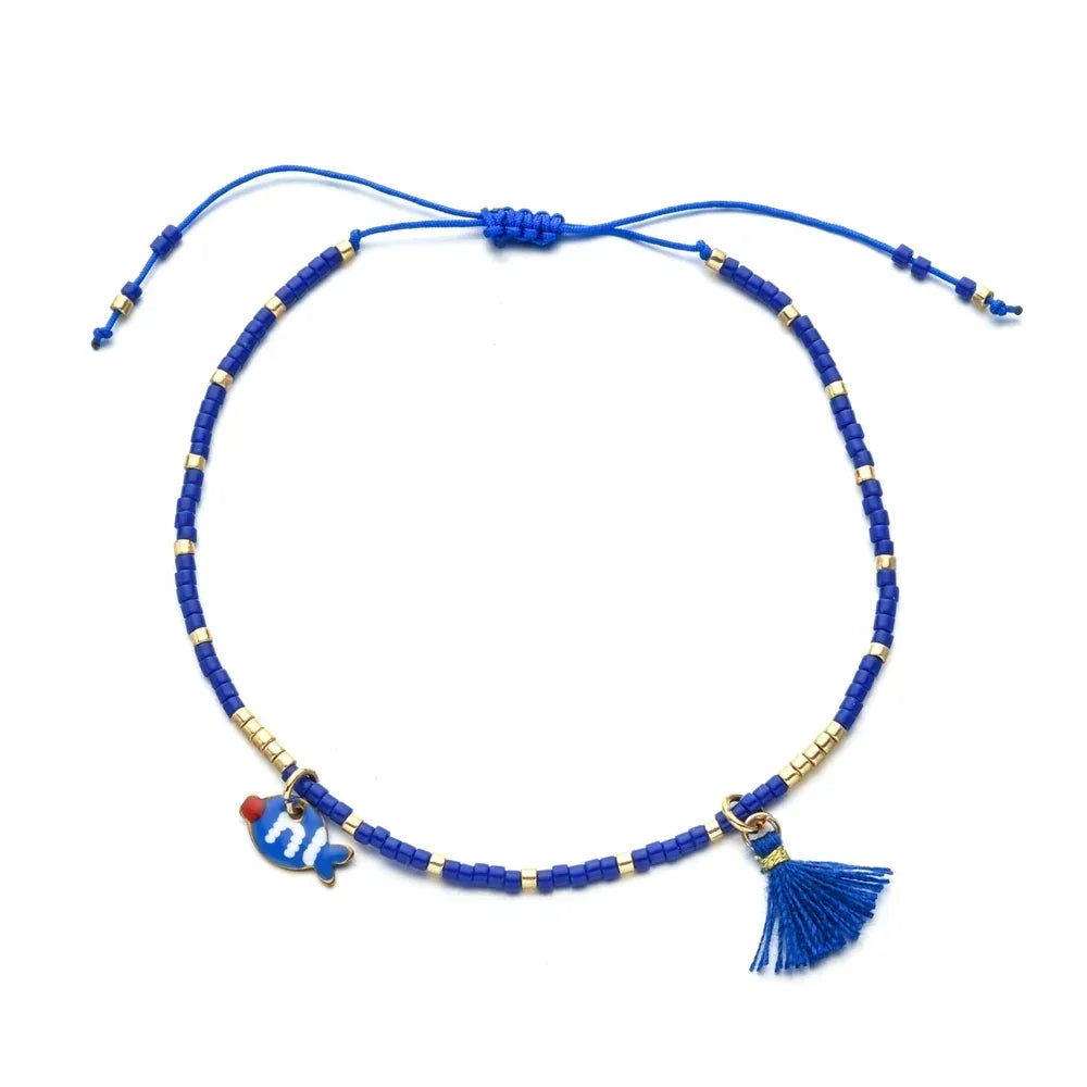 Bracelet femme boho perles Miyuki pompon coloré - bracelet perles GoHappy