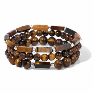 Bracelet multicouche en pierres naturelles pour hommes – Onyx, lave & hématite - Bijou Bracelet GoHappy