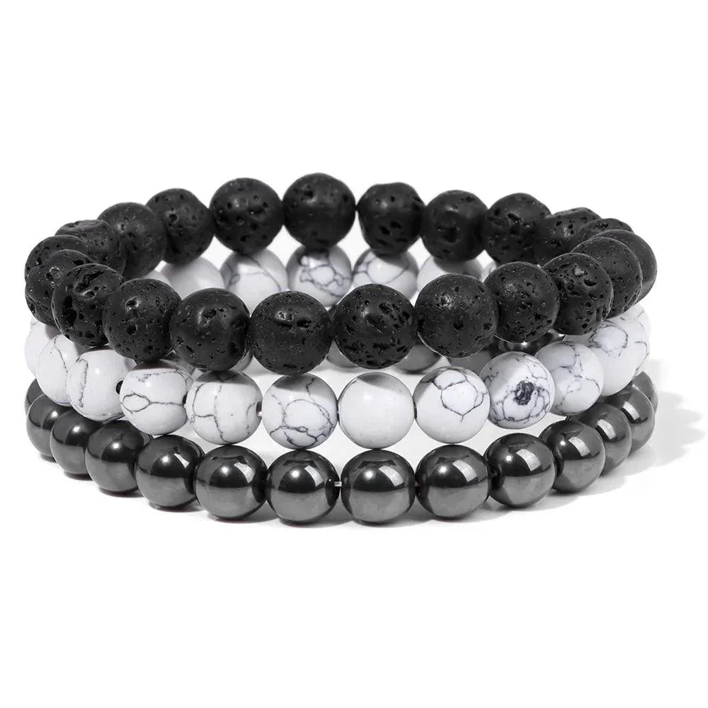 Bracelet multicouche en pierres naturelles pour hommes – Onyx, lave & hématite - Bijou Bracelet GoHappy