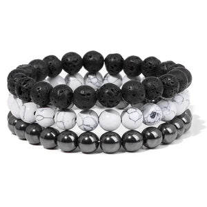 Bracelet multicouche en pierres naturelles pour hommes – Onyx, lave & hématite - Bijou Bracelet GoHappy