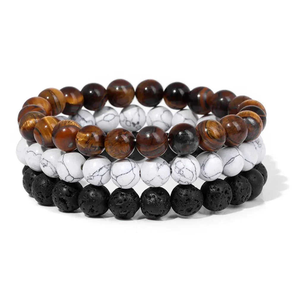 Bracelet multicouche en pierres naturelles pour hommes – Onyx, lave & hématite - Bijou Bracelet GoHappy