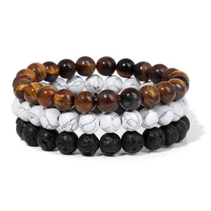 Bracelet multicouche en pierres naturelles pour hommes – Onyx, lave & hématite - Bijou Bracelet GoHappy