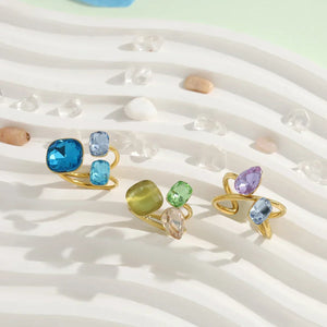 Muse bague femme cocktail zircon doré - bague cocktail GoHappy