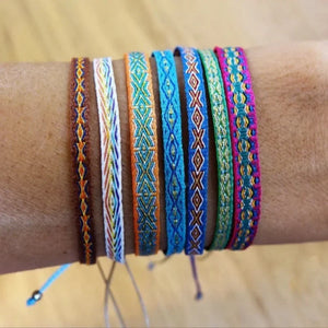 Bracelet Tissé Main Colombie Motifs Ethniques Bohème Amitié - bracelets tissés GoHappy