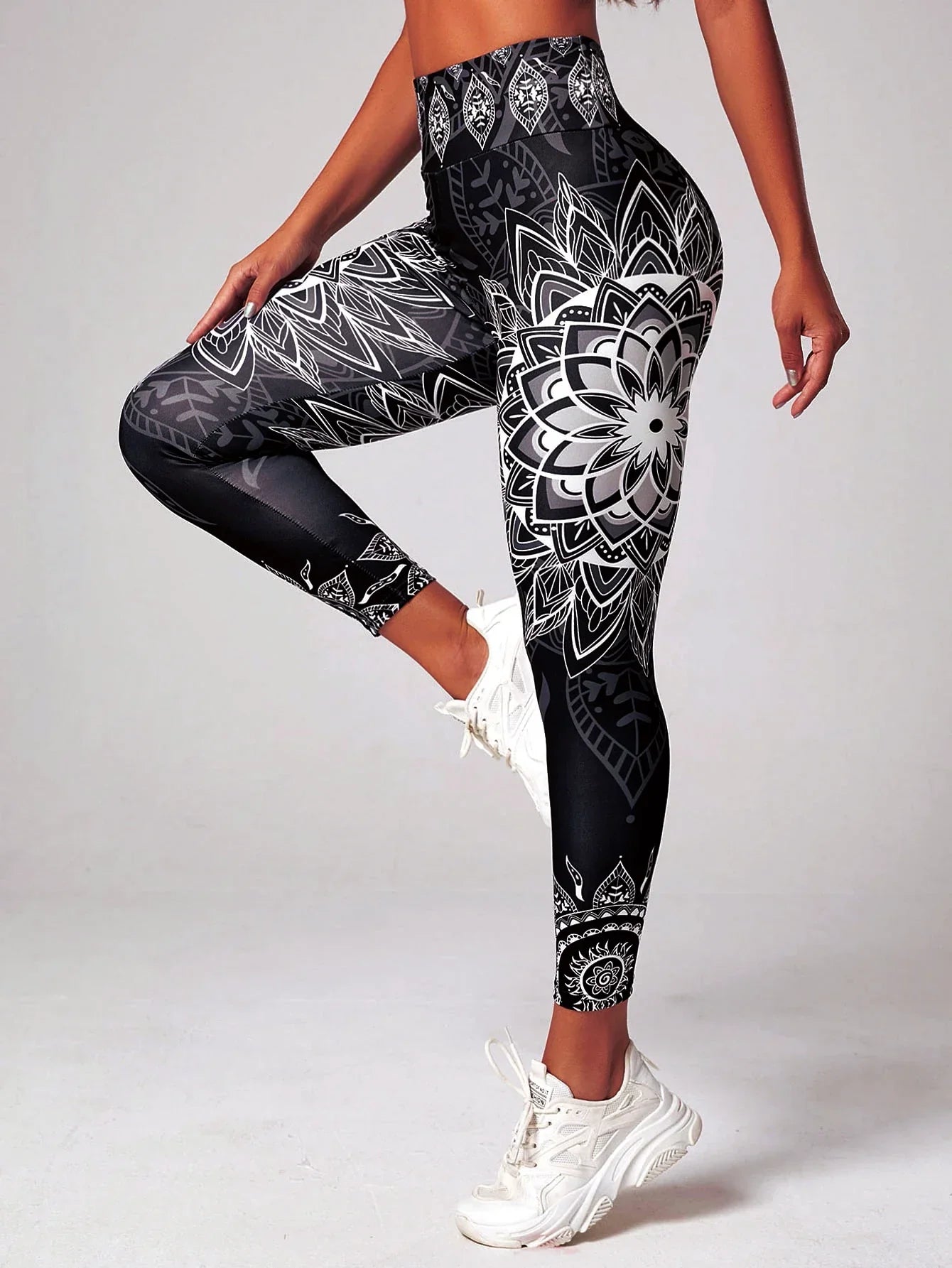 Legging lotus noir femme – Yoga, sport, taille haute fluide