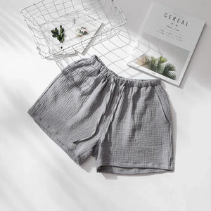 Songe short de pyjama 100 % coton, modèle Femme Gris Perle, taille élastique