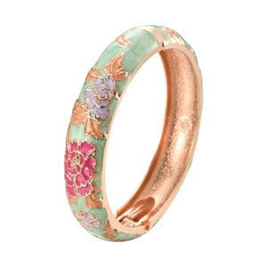 Jaipur Email bracelet jonc floral plaqué or rose - bracelet femme GoHappy