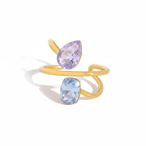 Muse bague femme cocktail zircon doré - bague cocktail GoHappy