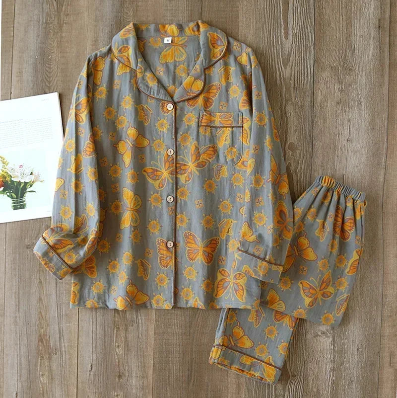 Pyjama femme coton 100% manches longues confortable maison printemps - pyjama GoHappy