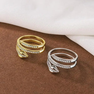 Bague Serpent Ajustable – Acier Inoxydable & Zircon - bague GoHappy
