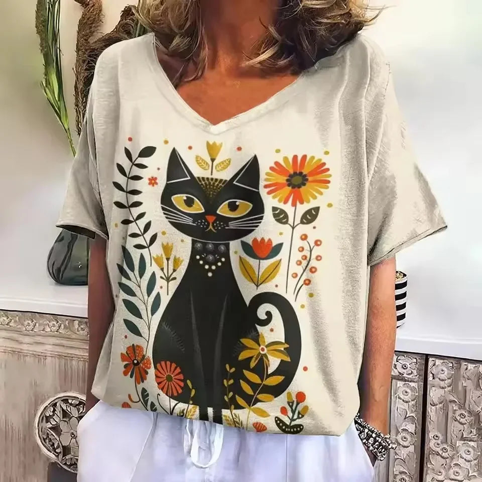 Collection Crazy Cats – T-shirts Oversize Femme à Motif Chat