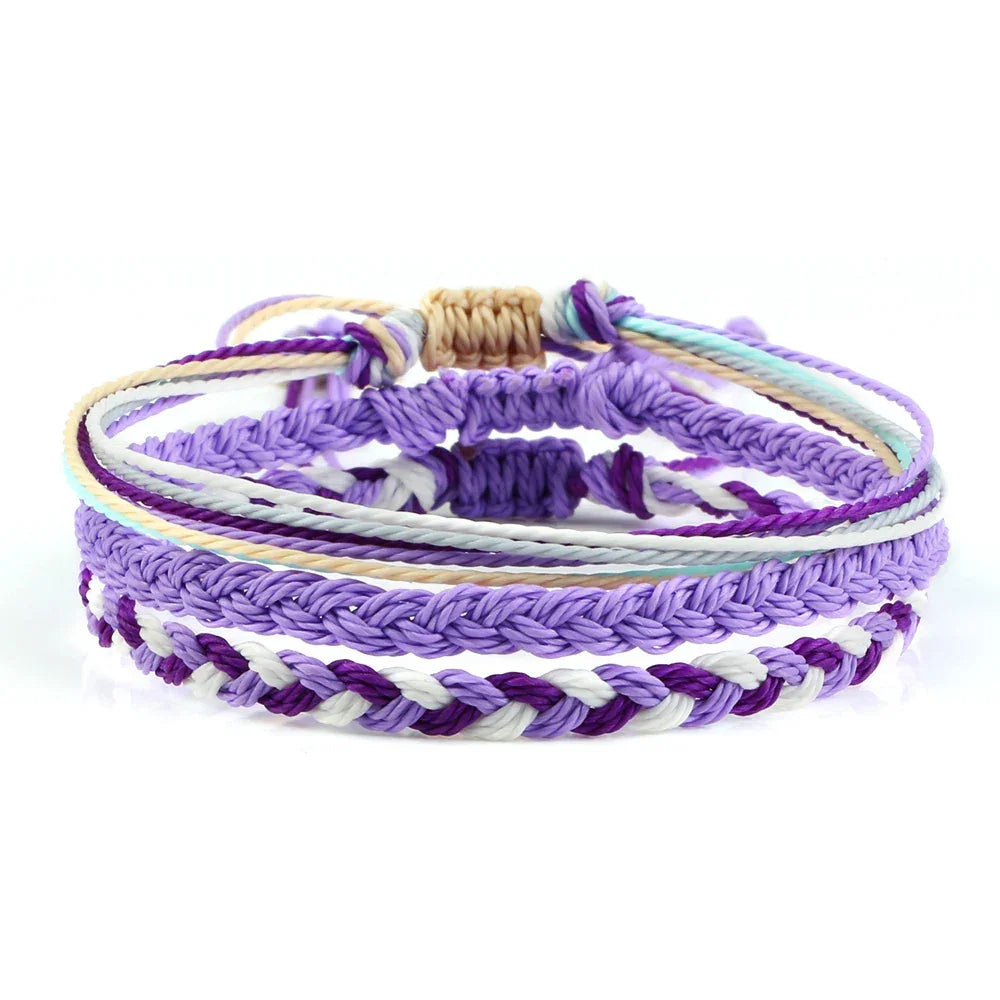 Bracelet Lhassa sable cordon tressé porte-bonheur réglable