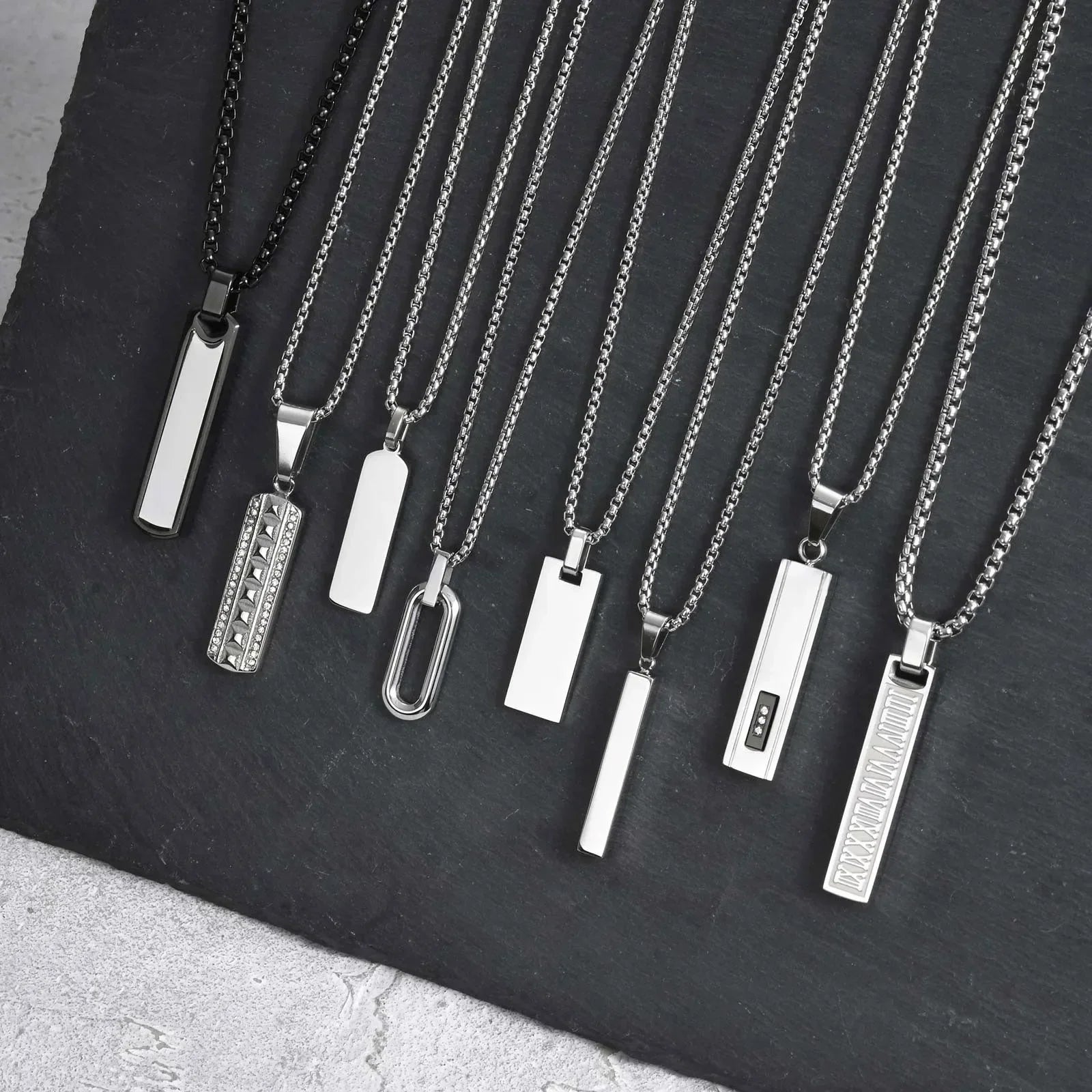 Collier Homme Acier Barre Minimaliste Géométrique Style Épuré - collier homme GoHappy