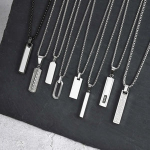 Collier Homme Acier Barre Minimaliste Géométrique Style Épuré - collier homme GoHappy