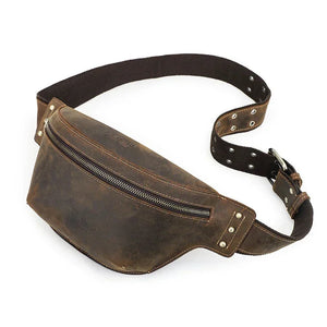 Banane Homme Sacoche Ceinture Véritable Cuir Vintage - sac banane homme GoHappy