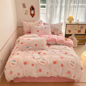 Housse Couette Velours Enfant Motifs Cartoon Douce Chaude 150-220cm - housse couette GoHappy