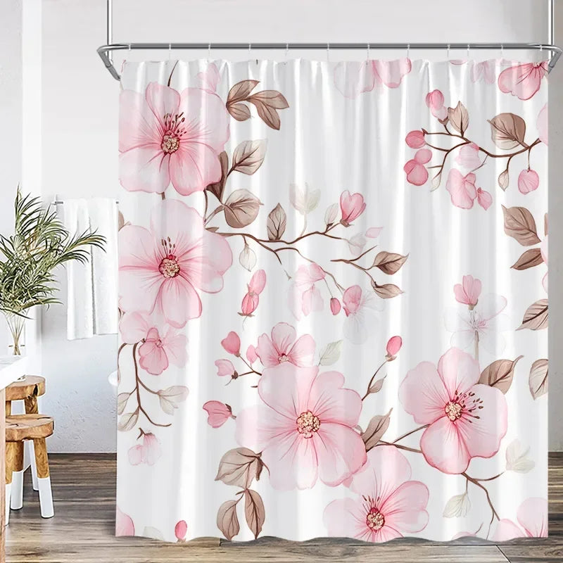 Rideau Douche Moderne Floral Polyester 11 Tailles + Crochets - rideau de douche GoHappy